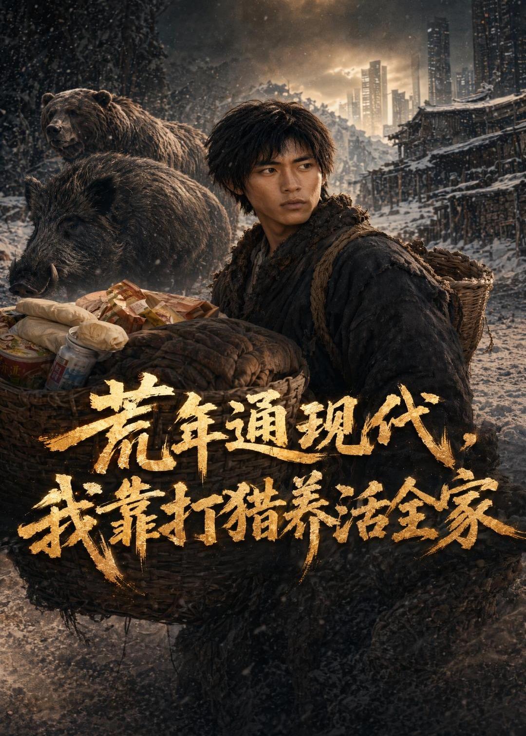 荒年通現代，我靠打獵養活全家 短劇封面
