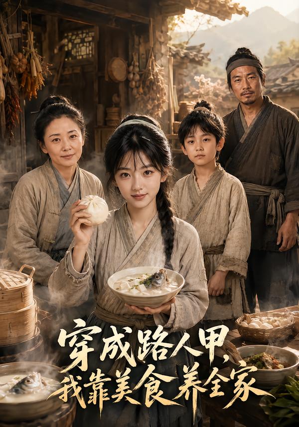 穿成路人甲，我靠美食養全家 短劇封面